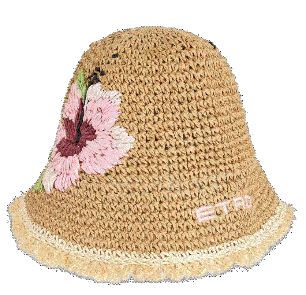 Etro floral embroidered raffia bucket hat Etro