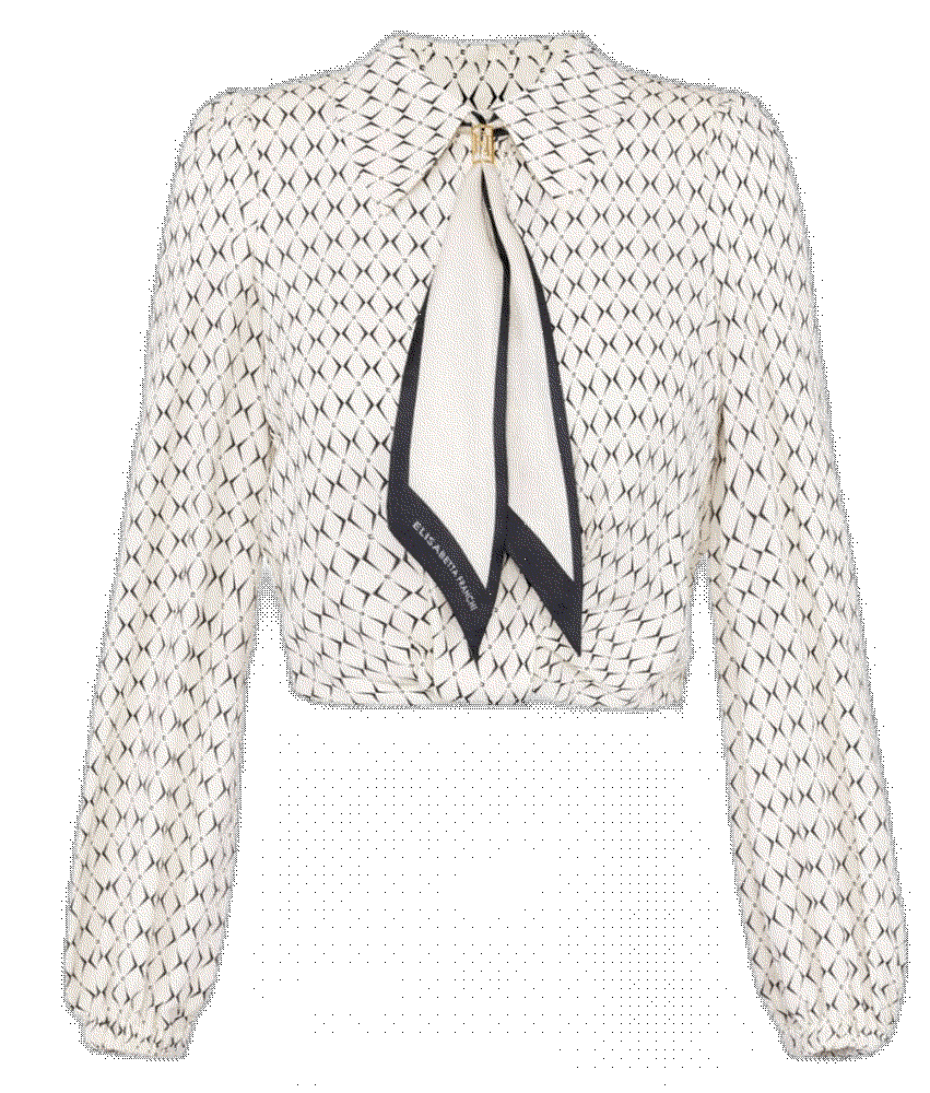 Scarf-embellishment georgette cropped blouse Elisabetta Franchi