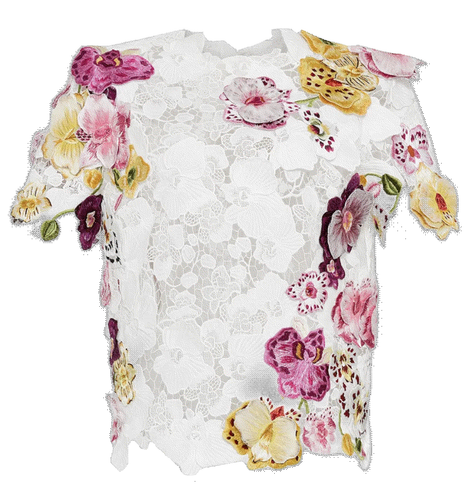 Oscar de la renta orchid embroidered guipure blouse Oscar De La Renta 