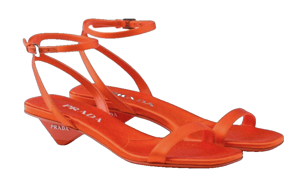 Prada triangle heel satin sandals Prada