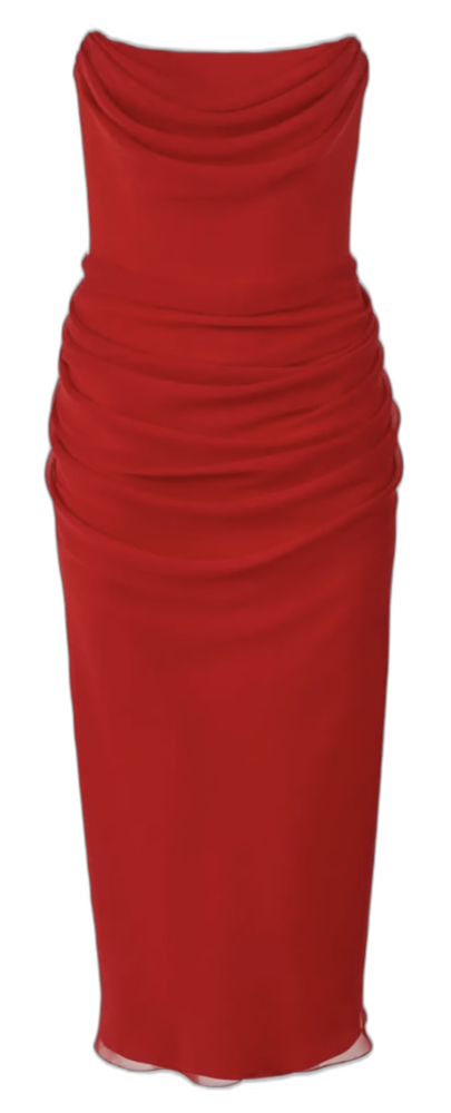 Carolina herrera strapless draped midi dress Carolina Herrera