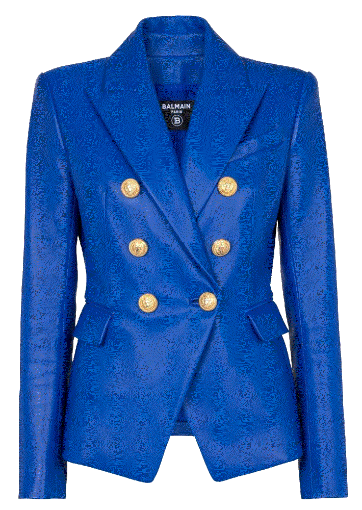double-breasted leather blazer Balmain