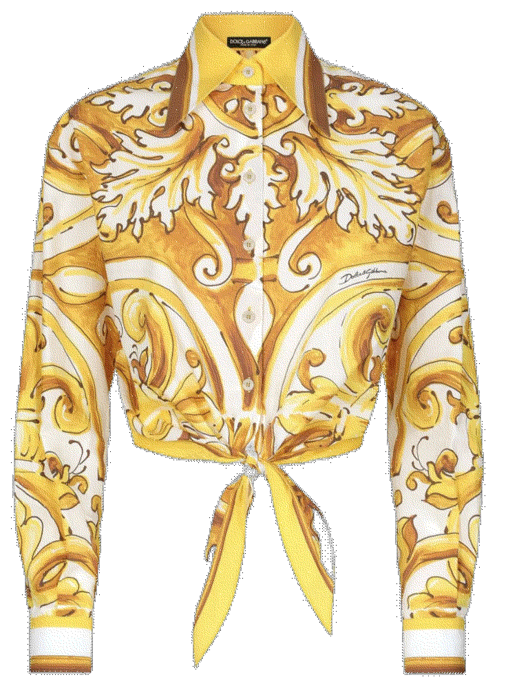 Dolce gabbana majolica print knotted shirt Dolce Gabbana