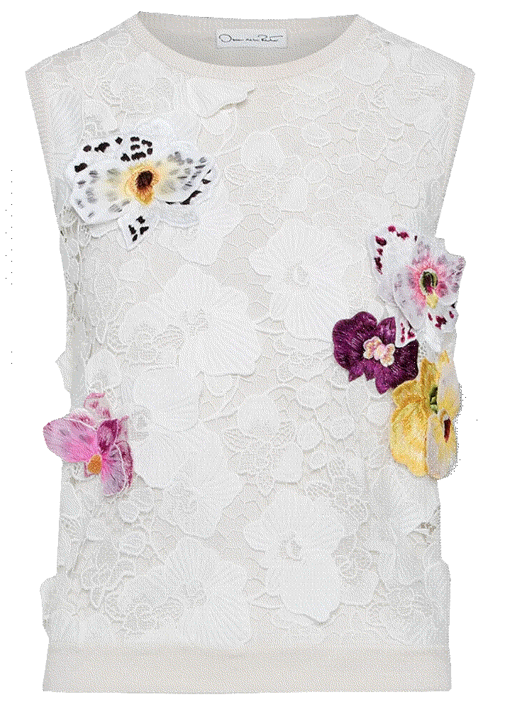 Oscar de la renta orchid threadwork inset tank top Oscar De La Renta