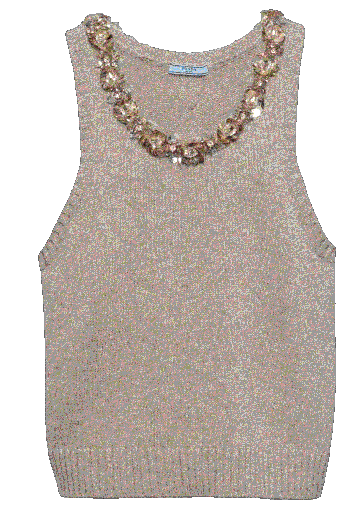 Sequin-detail cashmere top Prada