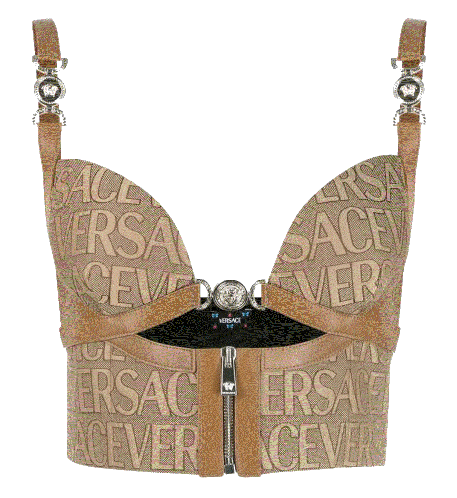 all-over logo print crop top Versace