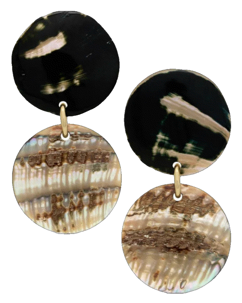 Duo shell clip on drop earrings gold black Saint Laurent