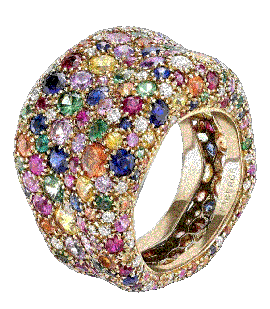 Faberge 18kt yellow gold emotion grande ring Faberge