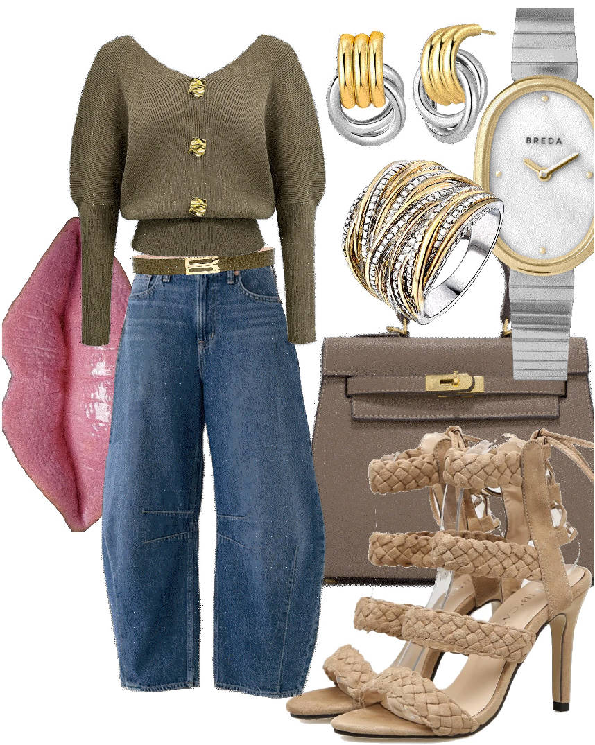 wide leg jeans and pink top