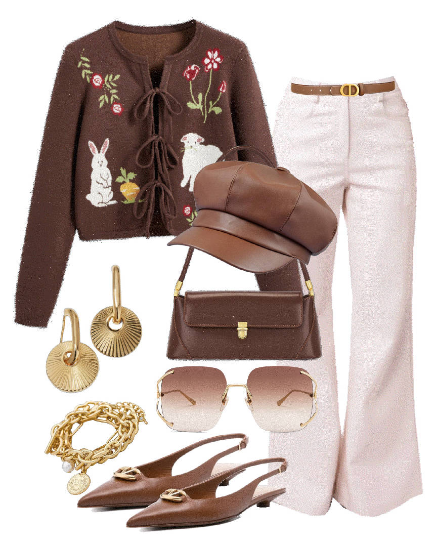 kitten heel white shirt and gray pants