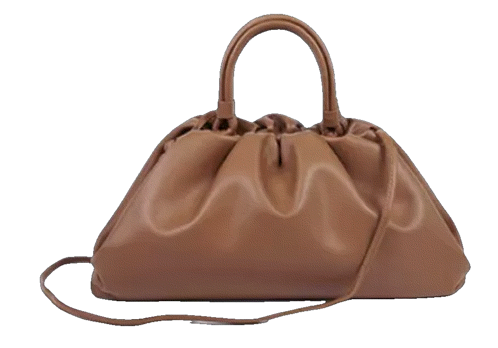 Dina leather large clutch top handle and shoulder bag brown Baginc