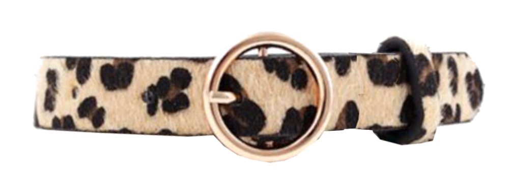 gold circle buckle belt leopard Baginc