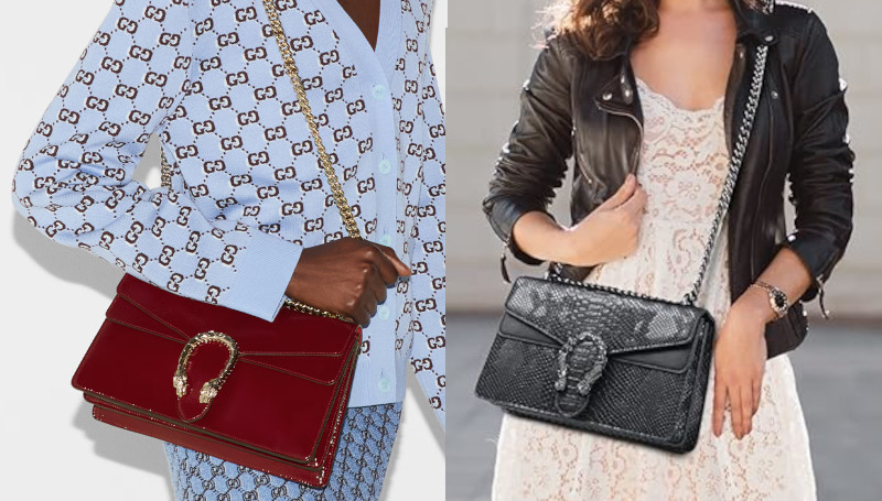 Gucci bag and dupe