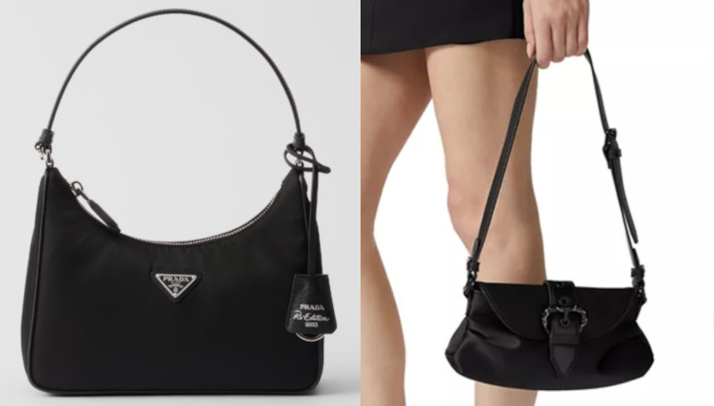 prada bag and dupe
